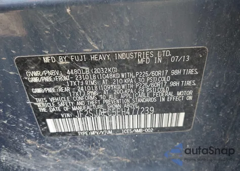 2014 Subaru Forester 2.5I Premium from USA, damaged, VIN JF2SJAEC5EH477239